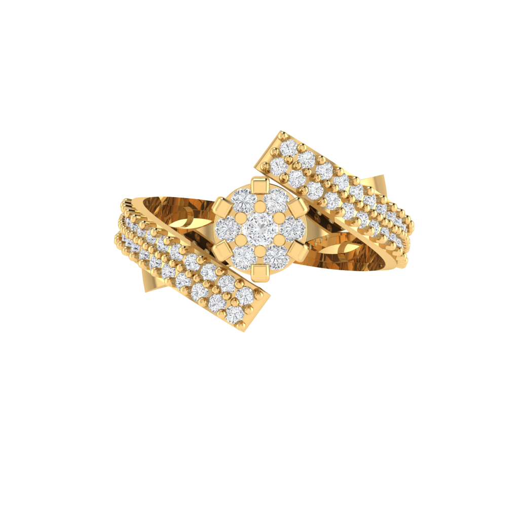 Diamtrendz 925 sterling silver yellow gold plated cubic zirconia ring