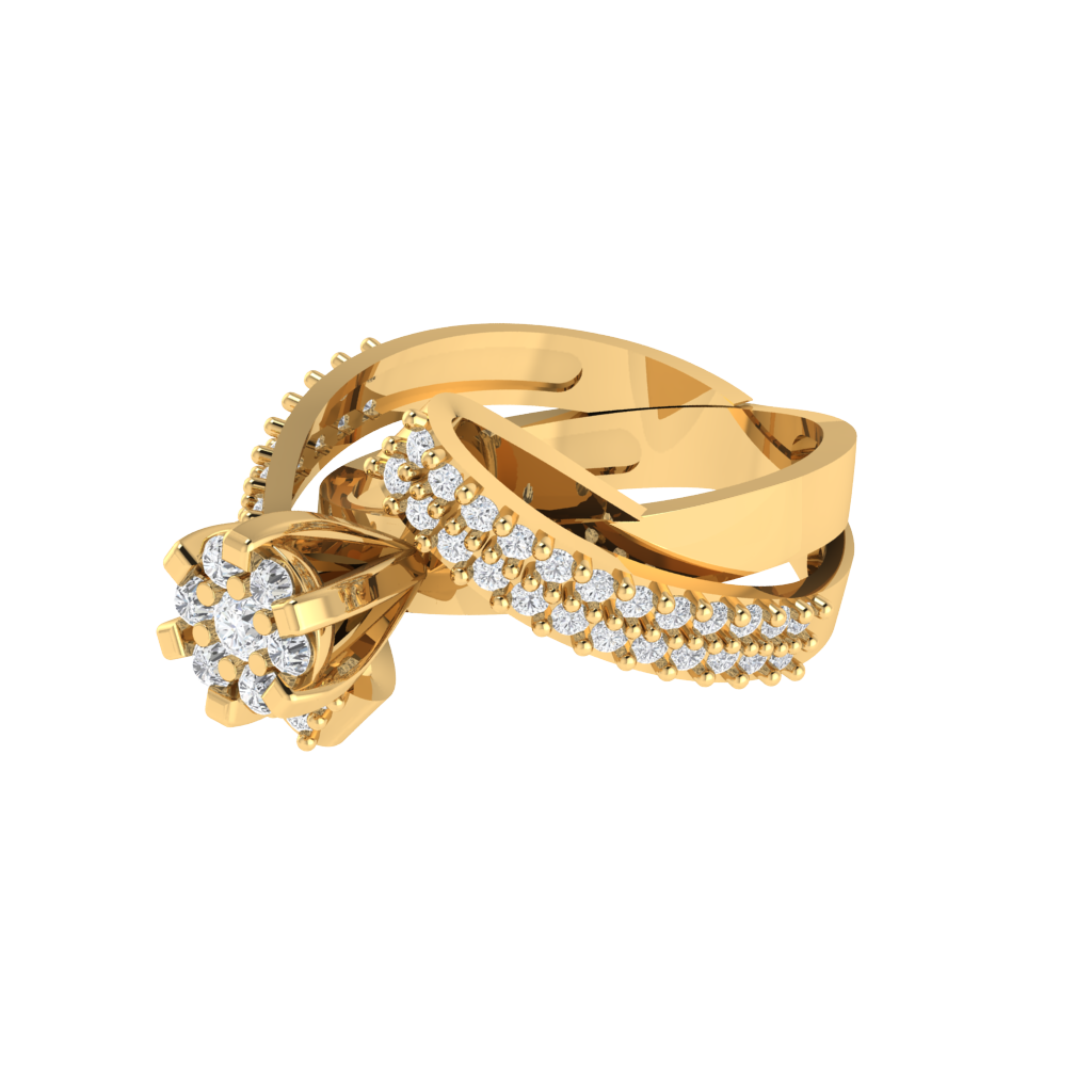 Diamtrendz 925 sterling silver yellow gold plated cubic zirconia ring