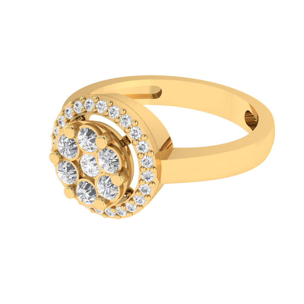 Diamtrendz 925 sterling silver yellow gold plated cubic zirconia ring