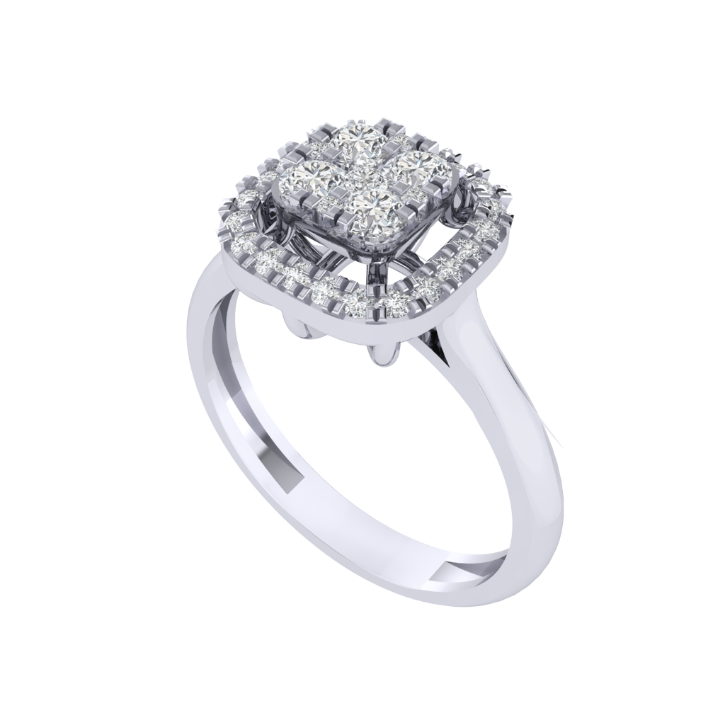 Diamtrendz 925 sterling silver white gold plated cubic zirconia ring