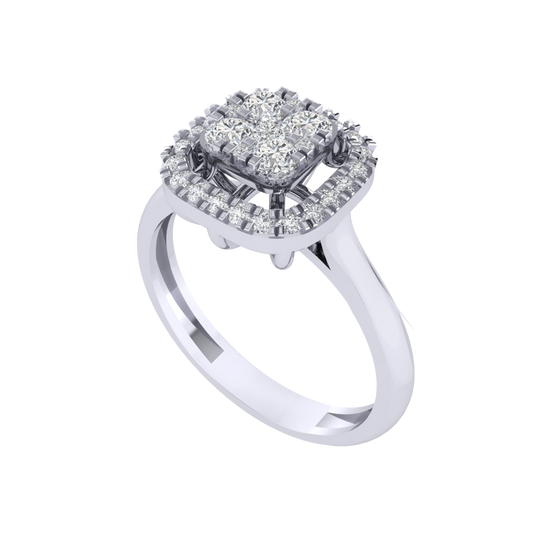 Diamtrendz 925 sterling silver white gold plated cubic zirconia ring