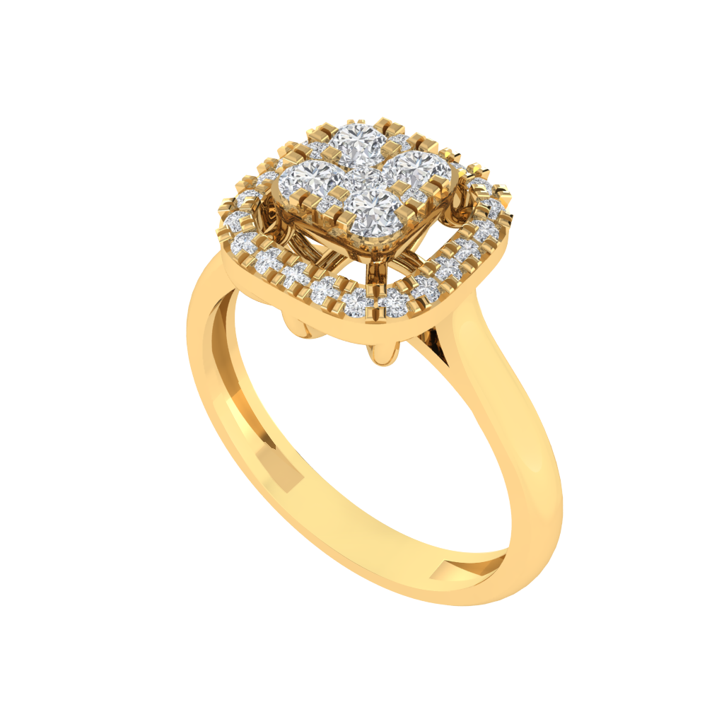 Diamtrendz 925 sterling silver yellow gold plated cubic zirconia ring