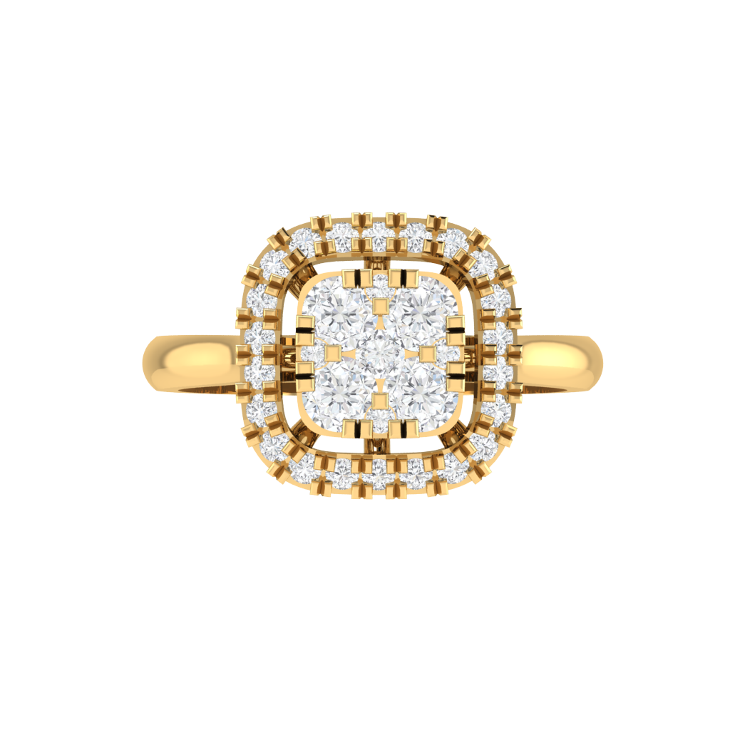 Diamtrendz 925 sterling silver yellow gold plated cubic zirconia ring