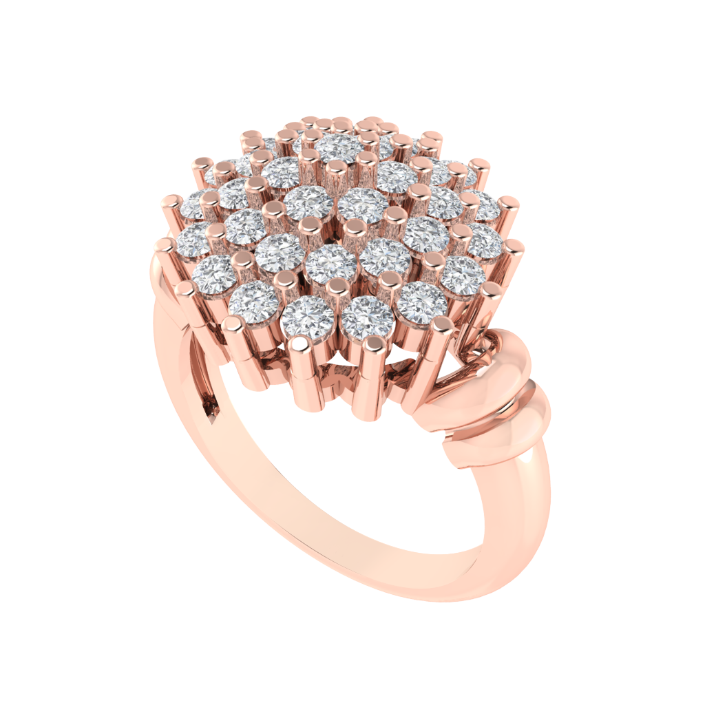 Diamtrendz 925 sterling silver rose gold plated cubic zirconia floral ring