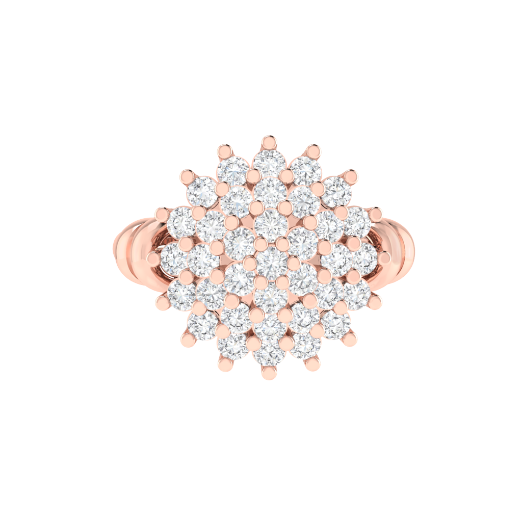 Diamtrendz 925 sterling silver rose gold plated cubic zirconia floral ring