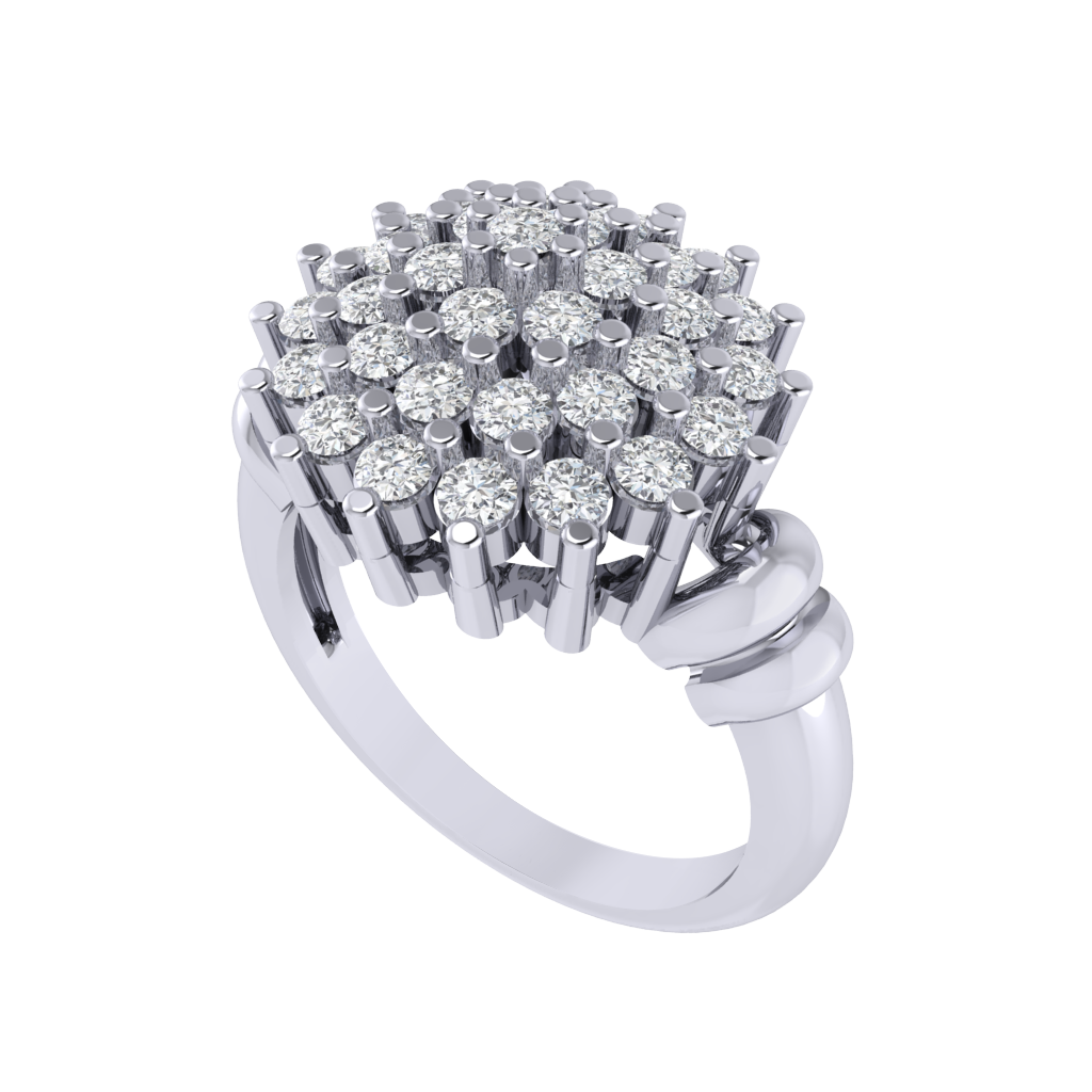 Diamtrendz 925 sterling silver white gold plated cubic zirconia floral ring