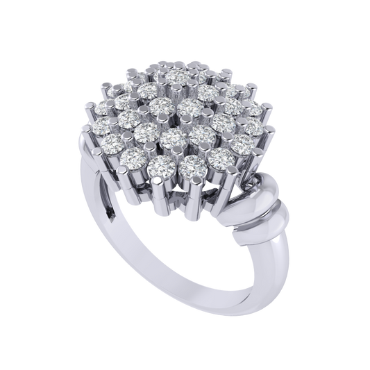 Diamtrendz 925 sterling silver white gold plated cubic zirconia floral ring