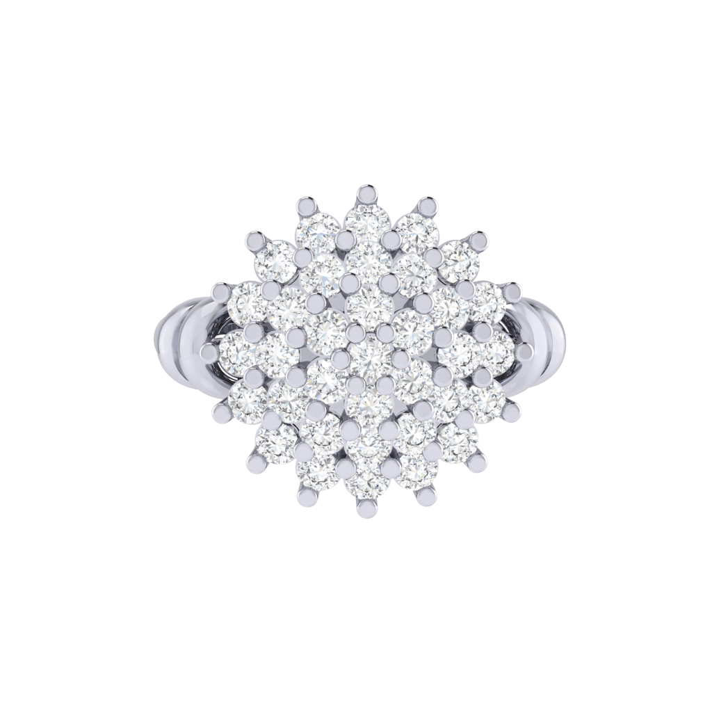 Diamtrendz 925 sterling silver white gold plated cubic zirconia floral ring