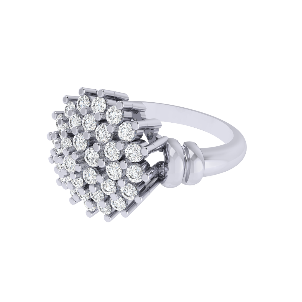 Diamtrendz 925 sterling silver white gold plated cubic zirconia floral ring