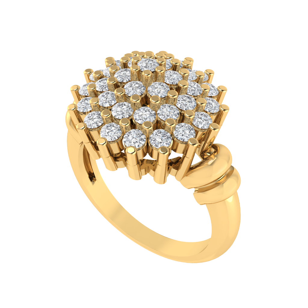 Diamtrendz 925 sterling silver yellow gold plated cubic zirconia floral ring