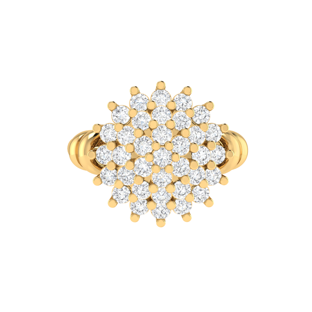 Diamtrendz 925 sterling silver yellow gold plated cubic zirconia floral ring