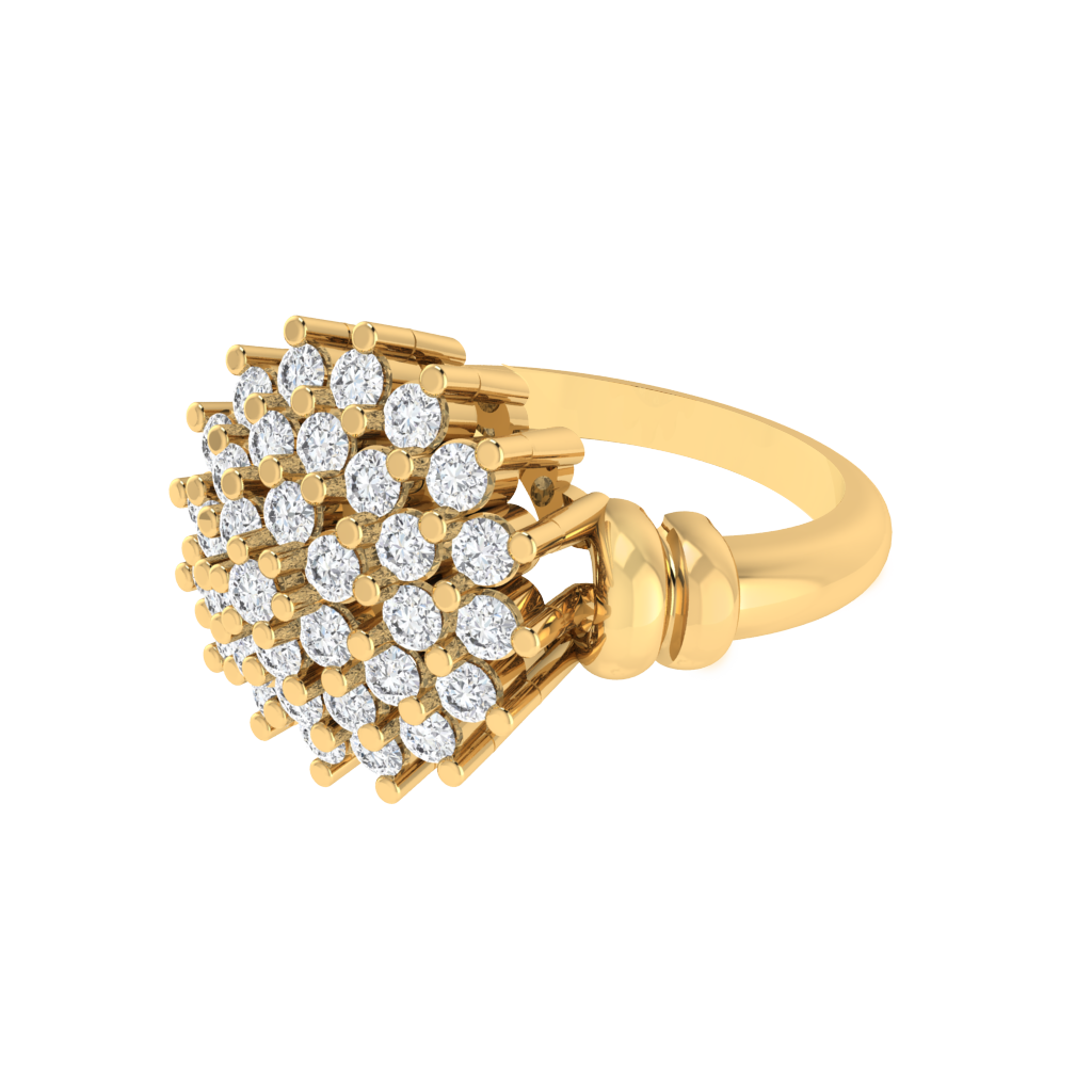 Diamtrendz 925 sterling silver yellow gold plated cubic zirconia floral ring