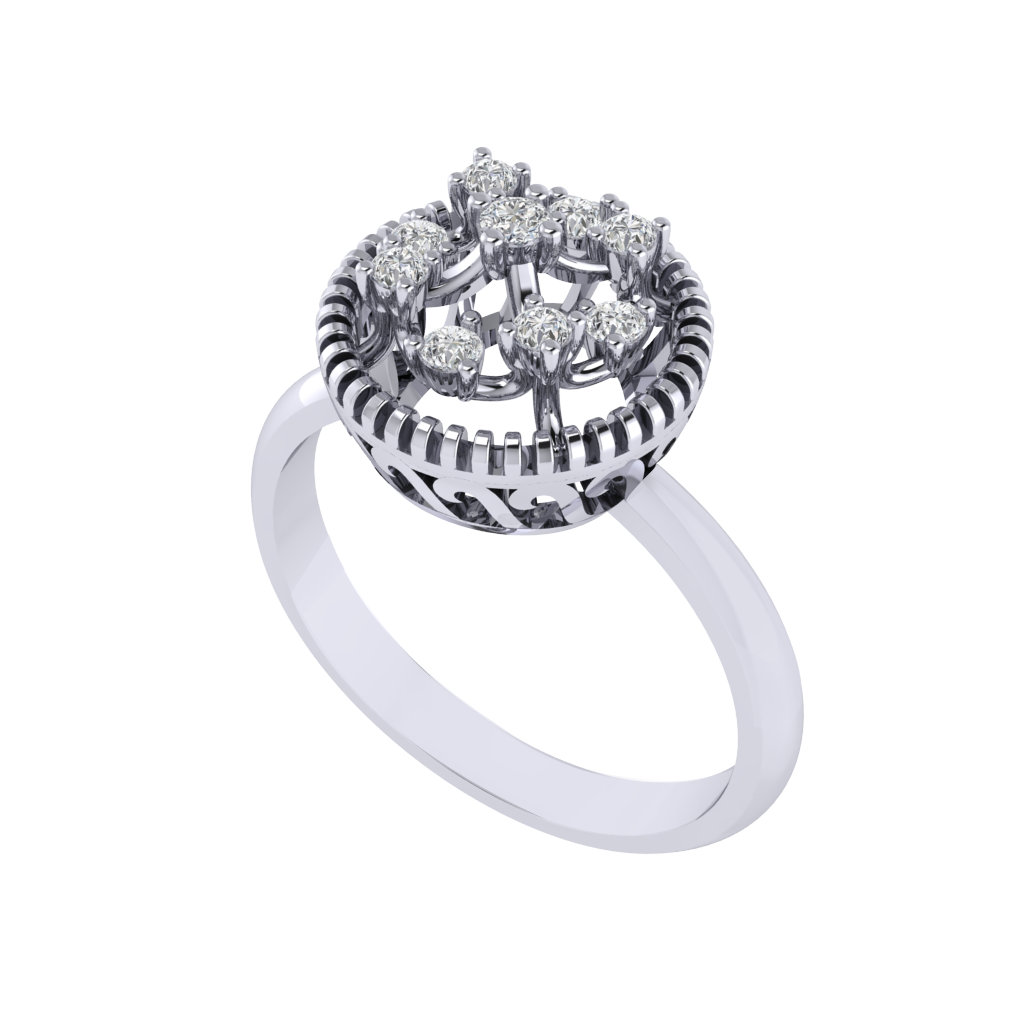Diamtrendz 925 sterling silver white gold plated cubic zirconia ring