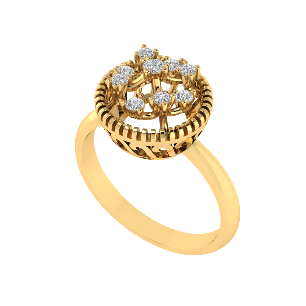 Diamtrendz 925 sterling silver yellow gold plated cubic zirconia ring