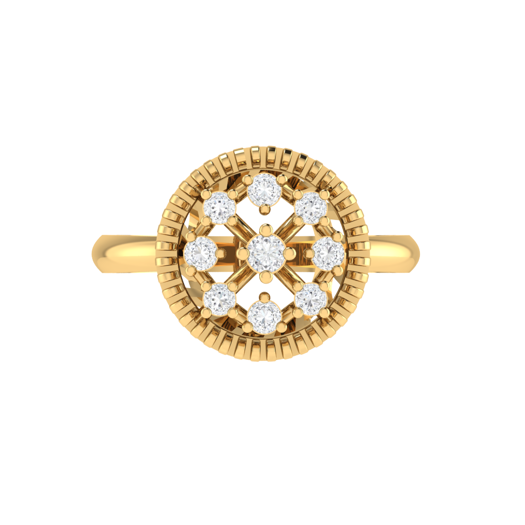 Diamtrendz 925 sterling silver yellow gold plated cubic zirconia ring