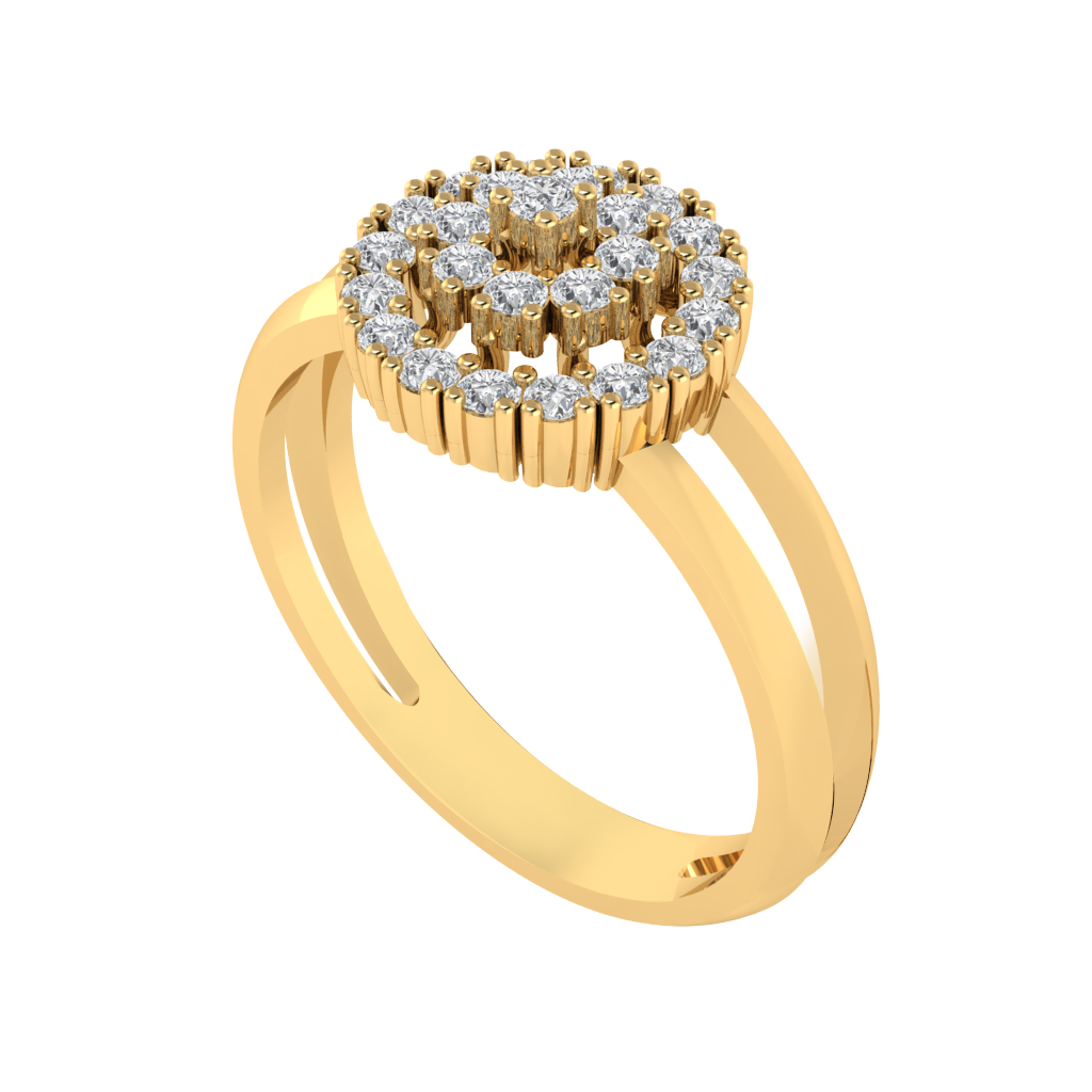 Diamtrendz 925 sterling silver yellow gold plated cubic zirconia ring