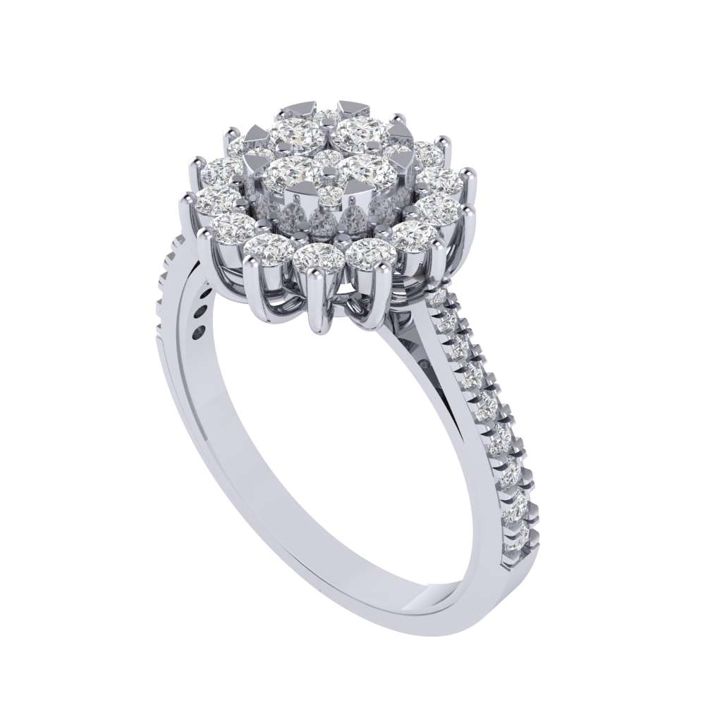 Diamtrendz 925 sterling silver white gold plated cubic zirconia ring