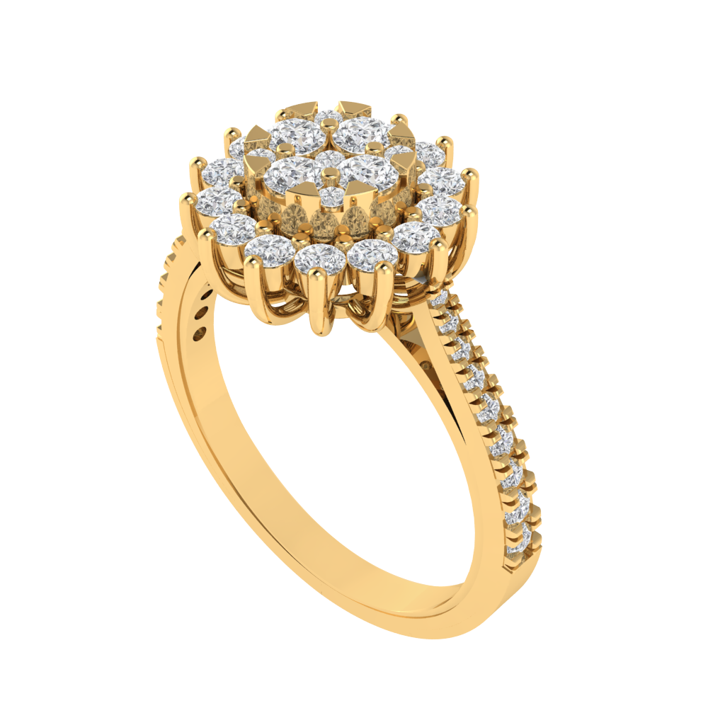 Diamtrendz 925 sterling silver yellow gold plated cubic zirconia ring