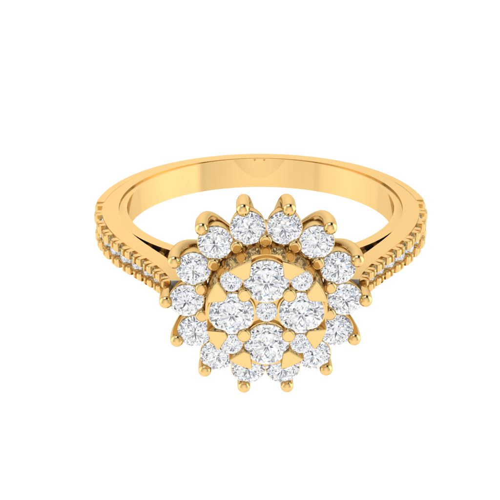 Diamtrendz 925 sterling silver yellow gold plated cubic zirconia ring
