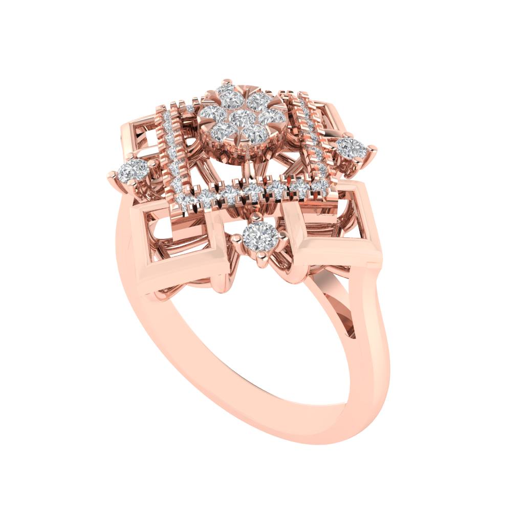 Diamtrendz 925 sterling silver rose gold plated cubic zirconia ring