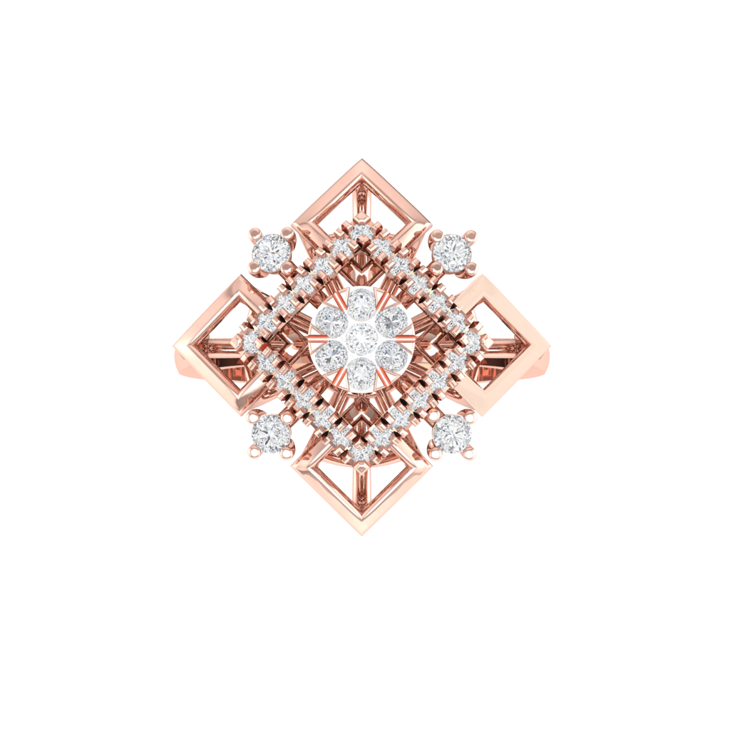 Diamtrendz 925 sterling silver rose gold plated cubic zirconia ring