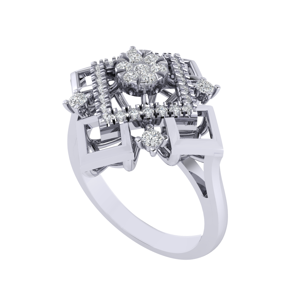 Diamtrendz 925 sterling silver white gold plated cubic zirconia ring