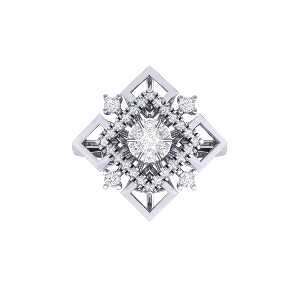Diamtrendz 925 sterling silver white gold plated cubic zirconia ring