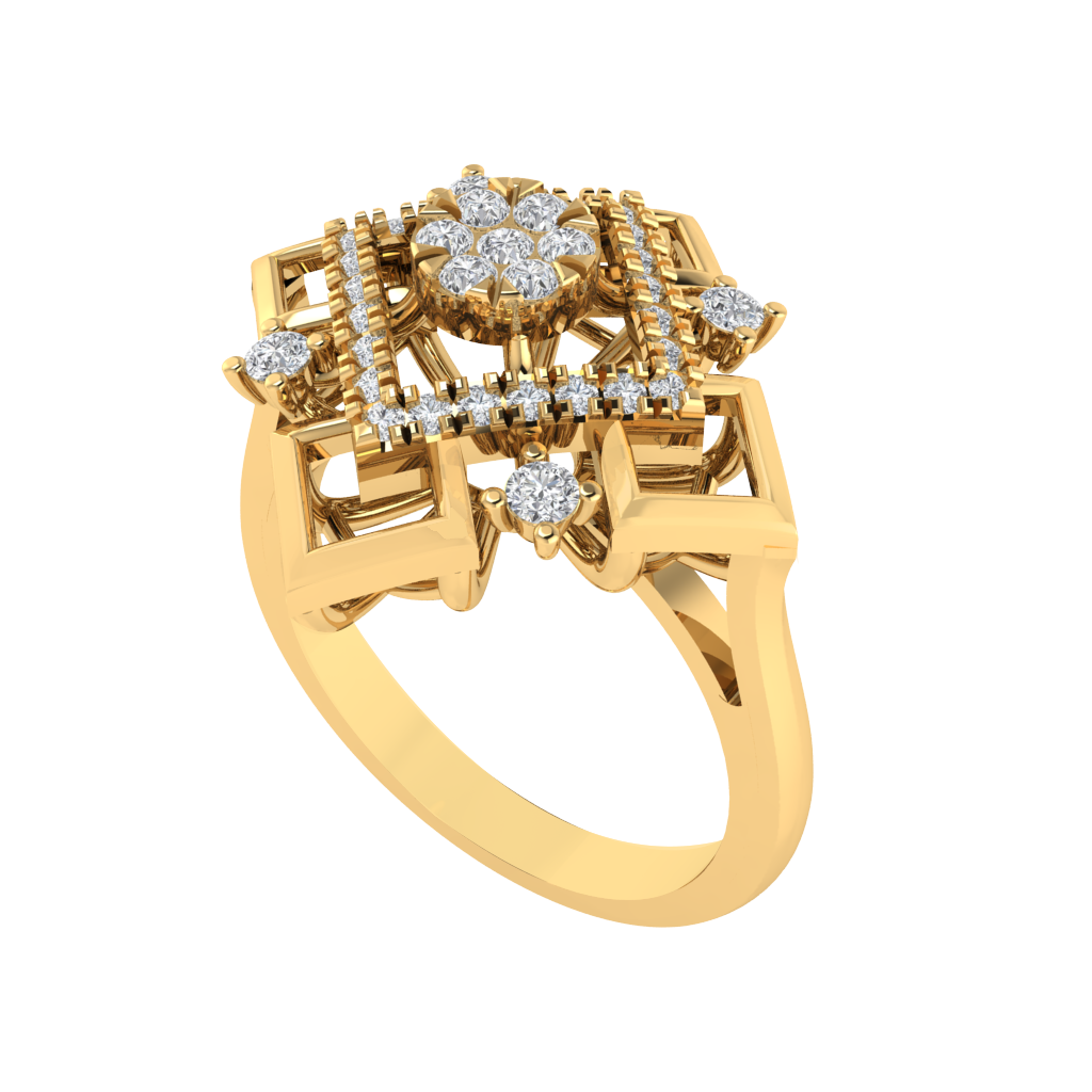 Diamtrendz 925 sterling silver yellow gold plated cubic zirconia ring