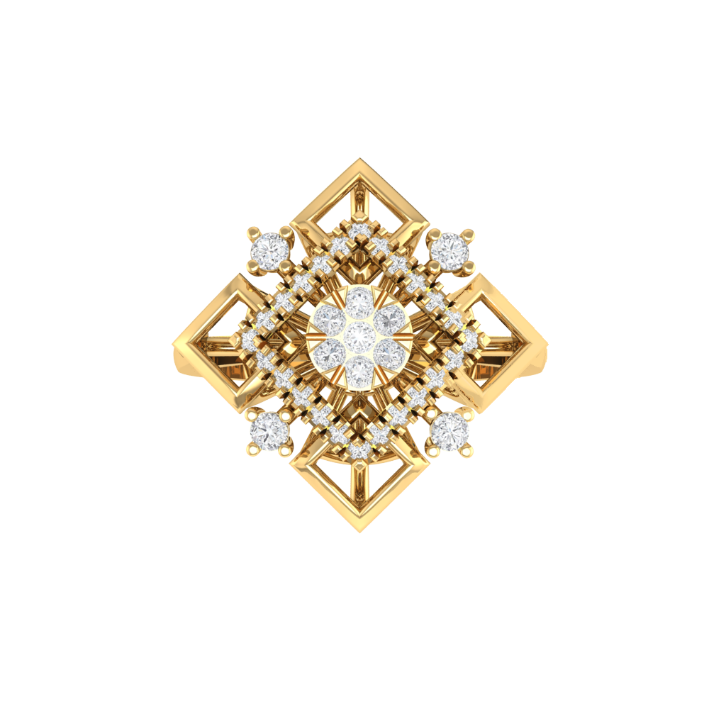 Diamtrendz 925 sterling silver yellow gold plated cubic zirconia ring