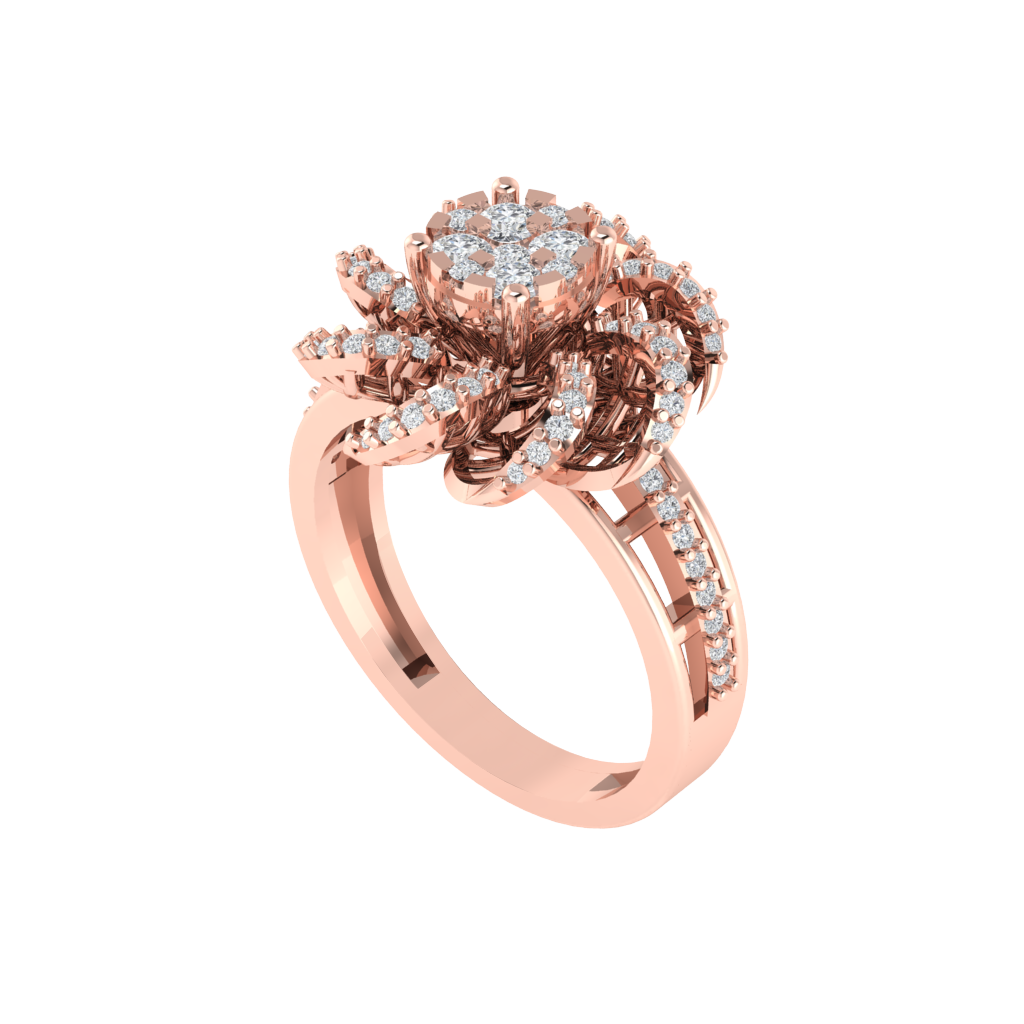 Diamtrendz 925 sterling silver rose gold plated cubic zirconia floral ring