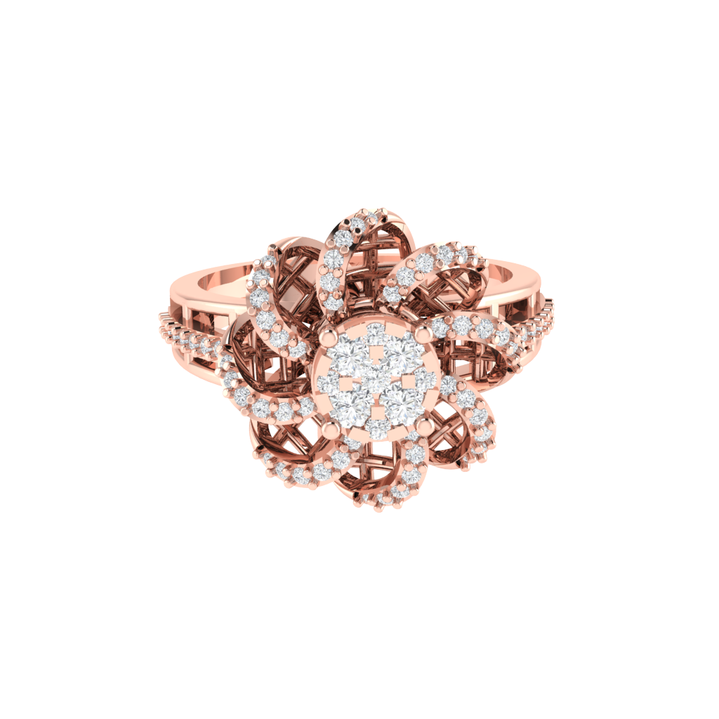 Diamtrendz 925 sterling silver rose gold plated cubic zirconia floral ring