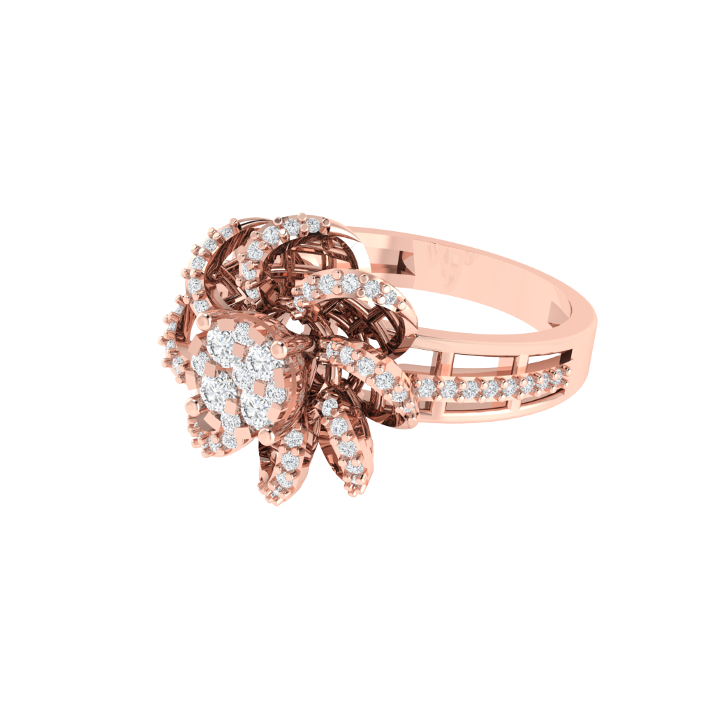 Diamtrendz 925 sterling silver rose gold plated cubic zirconia floral ring