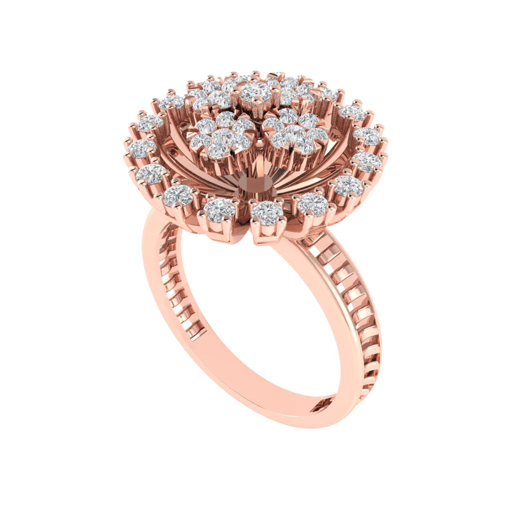 Diamtrendz 925 sterling silver rose gold plated cubic zirconia floral ring