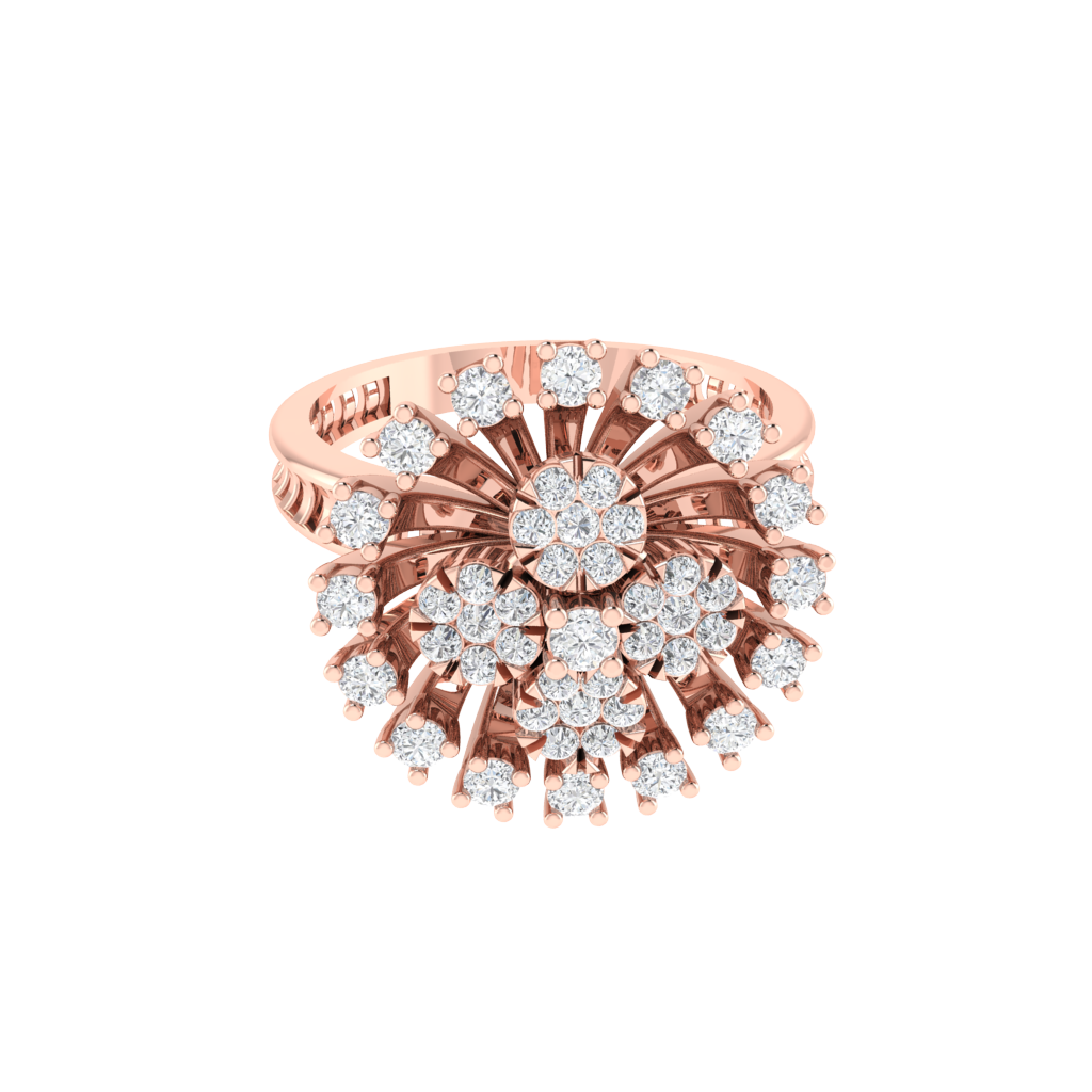 Diamtrendz 925 sterling silver rose gold plated cubic zirconia floral ring