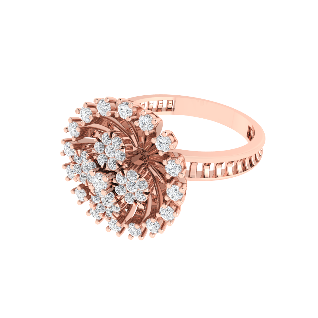 Diamtrendz 925 sterling silver rose gold plated cubic zirconia floral ring