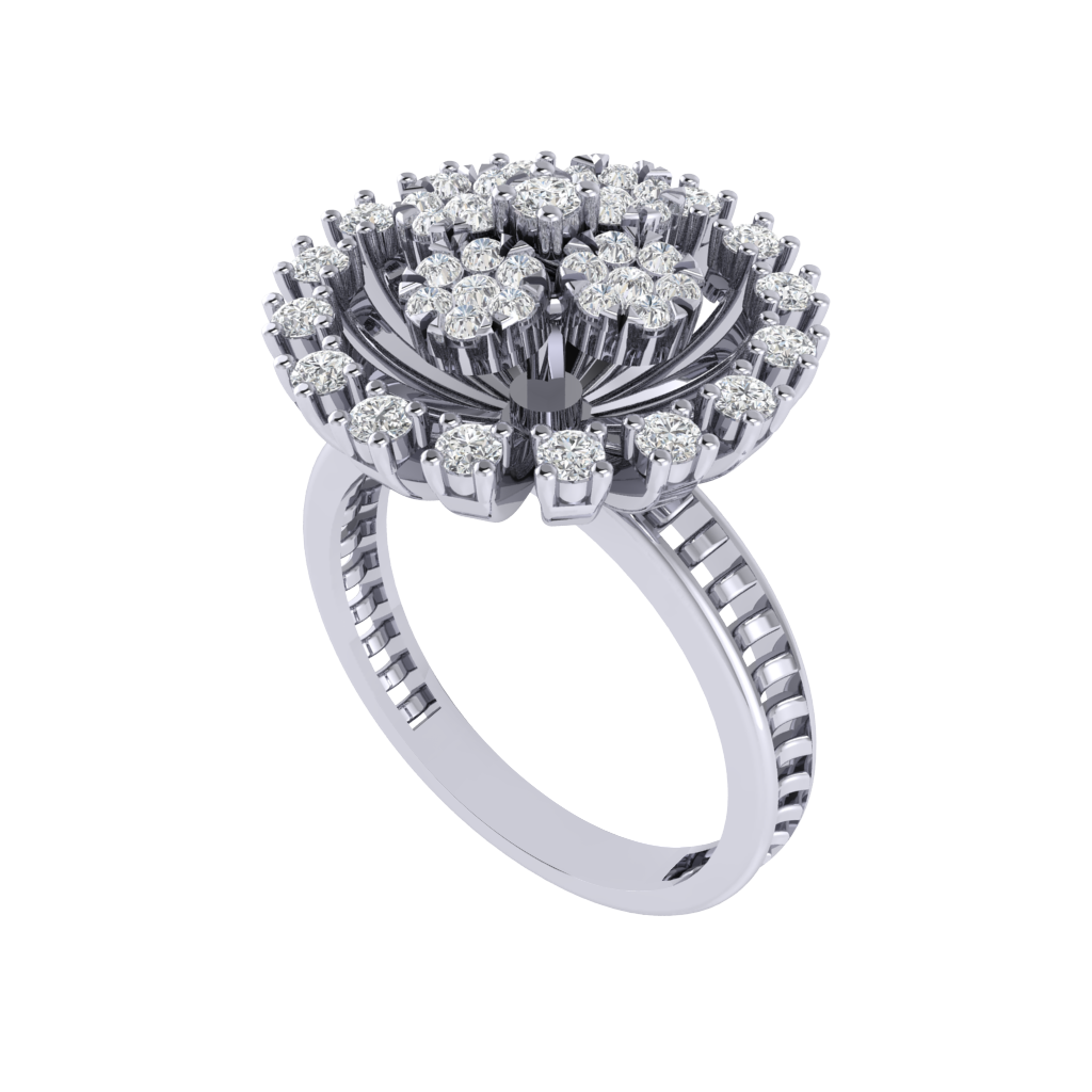 Diamtrendz 925 sterling silver white gold plated cubic zirconia floral ring