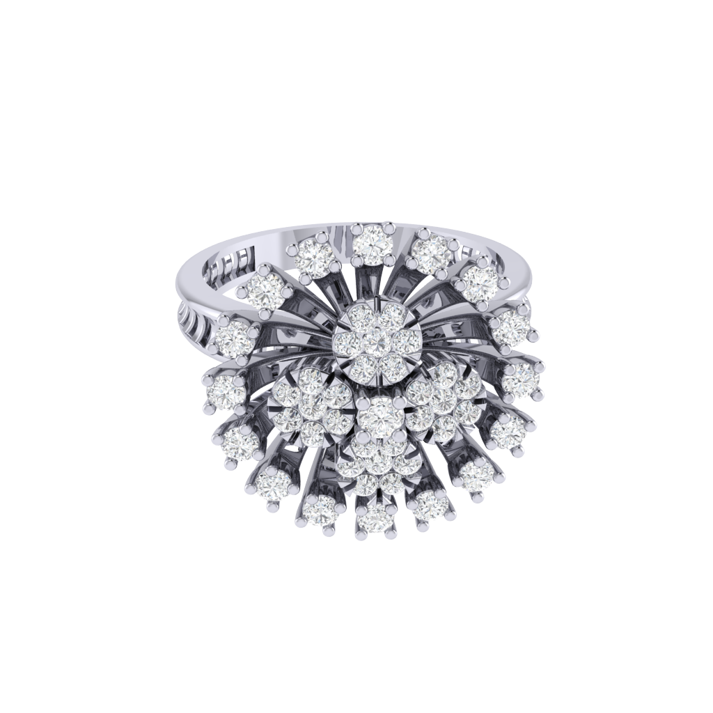 Diamtrendz 925 sterling silver white gold plated cubic zirconia floral ring