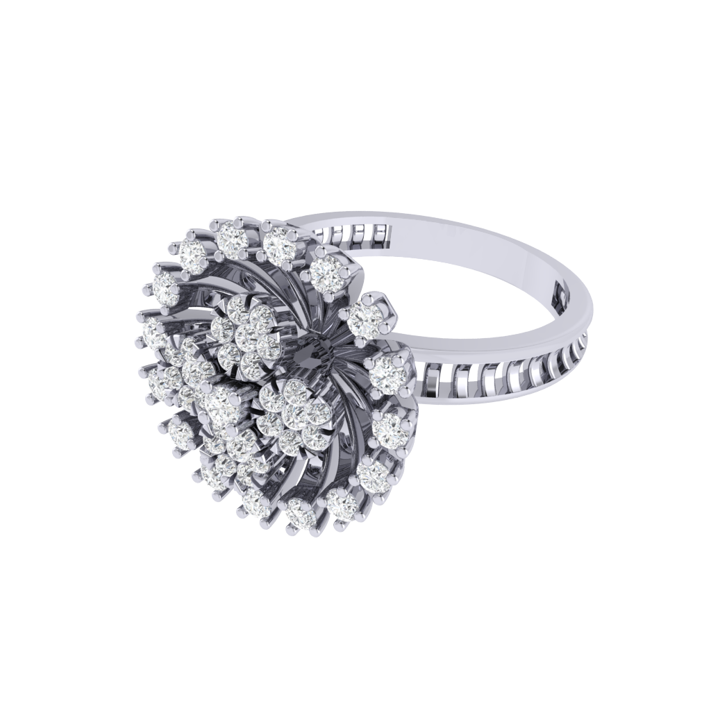Diamtrendz 925 sterling silver white gold plated cubic zirconia floral ring
