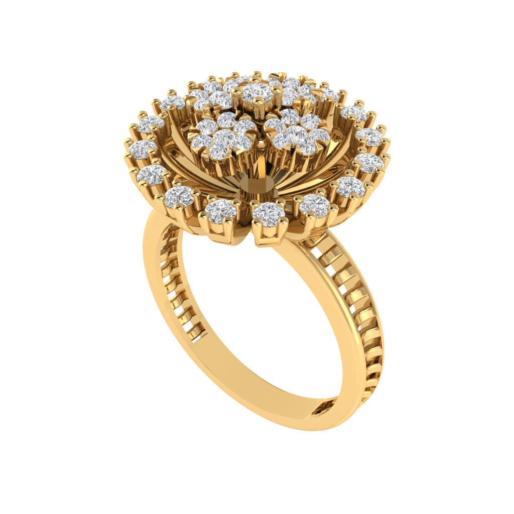 Diamtrendz 925 sterling silver yellow gold plated cubic zirconia floral ring