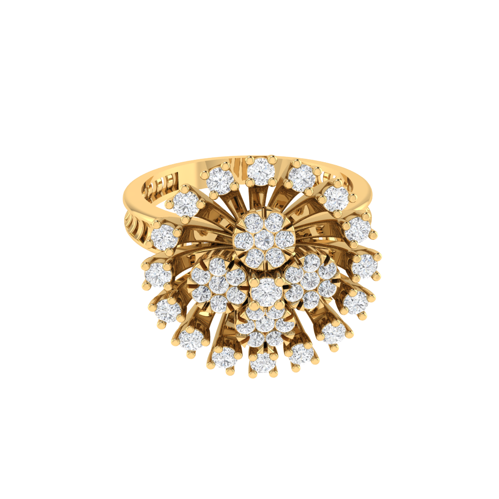Diamtrendz 925 sterling silver yellow gold plated cubic zirconia floral ring