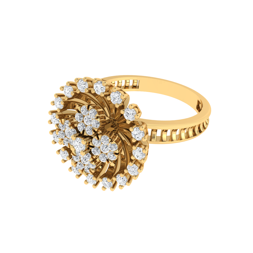 Diamtrendz 925 sterling silver yellow gold plated cubic zirconia floral ring
