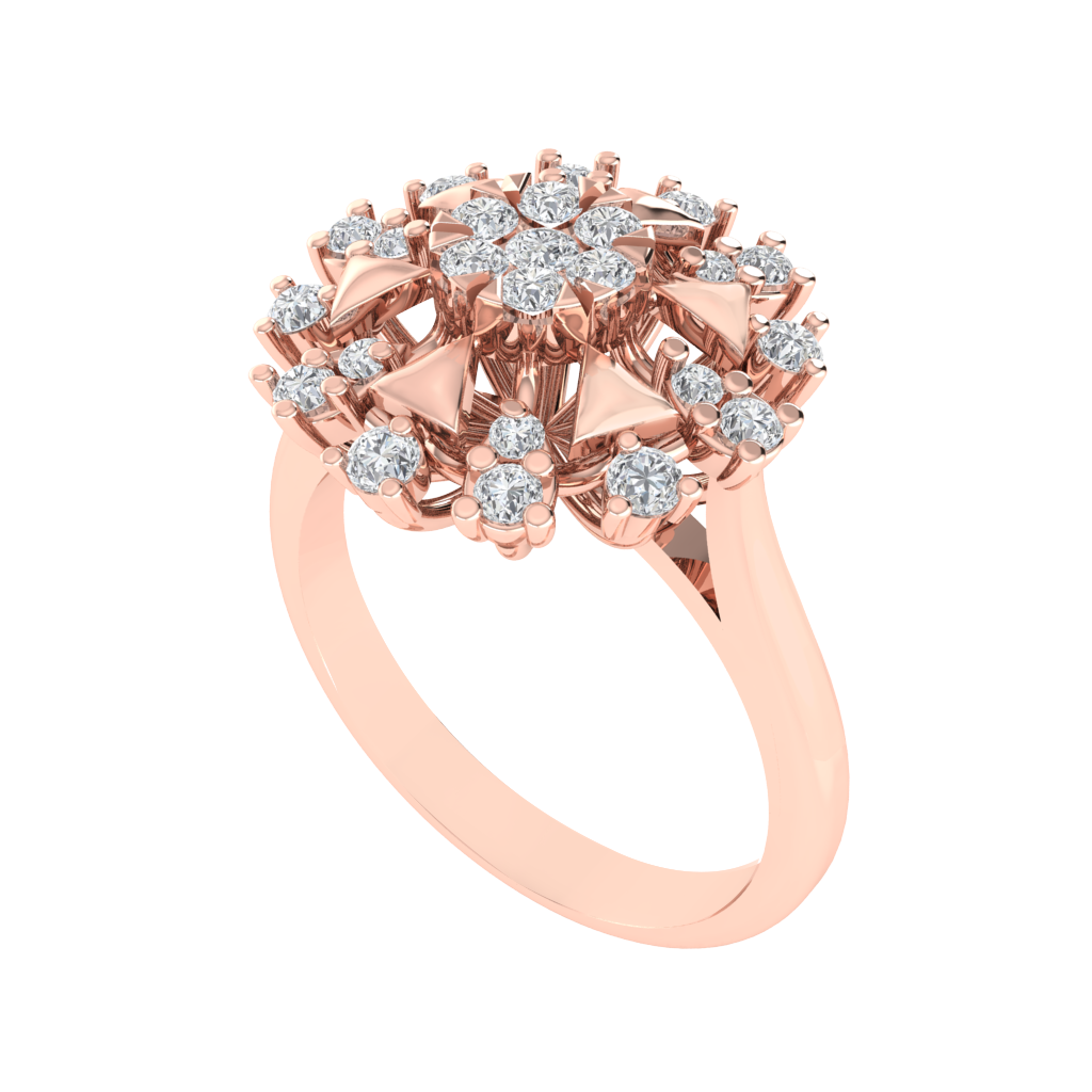 Diamtrendz 925 sterling silver rose gold plated cubic zirconia floral ring