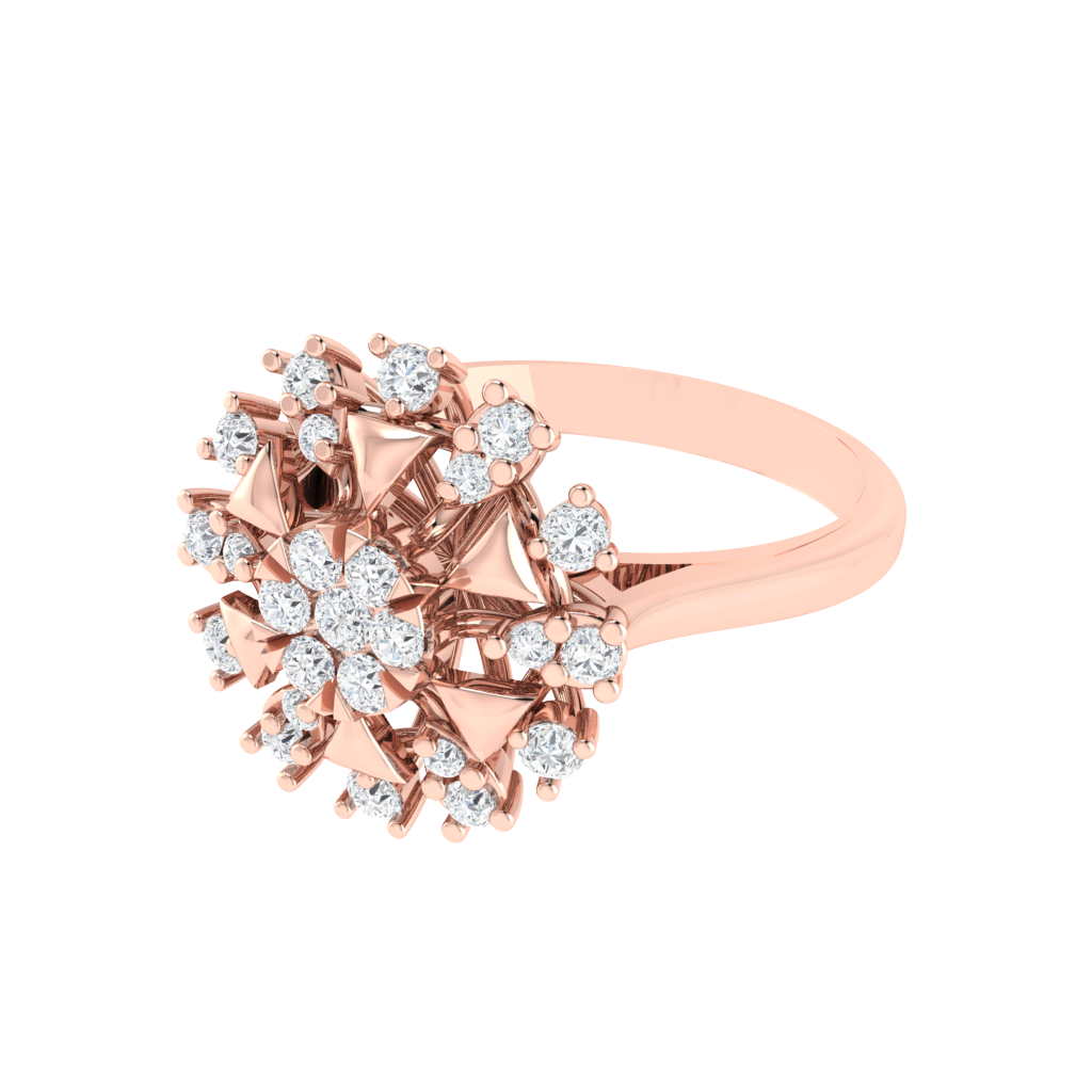 Diamtrendz 925 sterling silver rose gold plated cubic zirconia floral ring