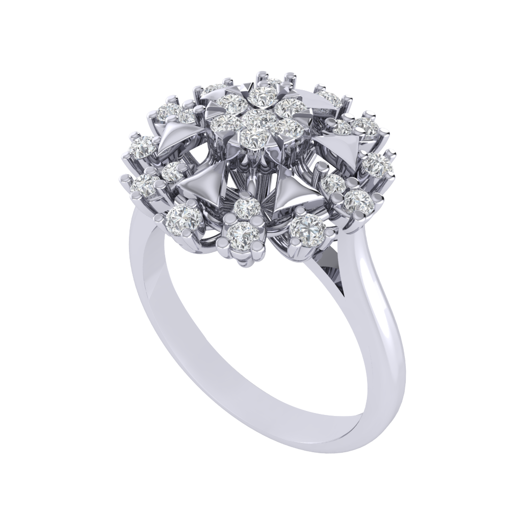Diamtrendz 925 sterling silver white gold plated cubic zirconia floral ring