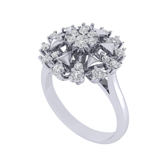 Diamtrendz 925 sterling silver white gold plated cubic zirconia floral ring