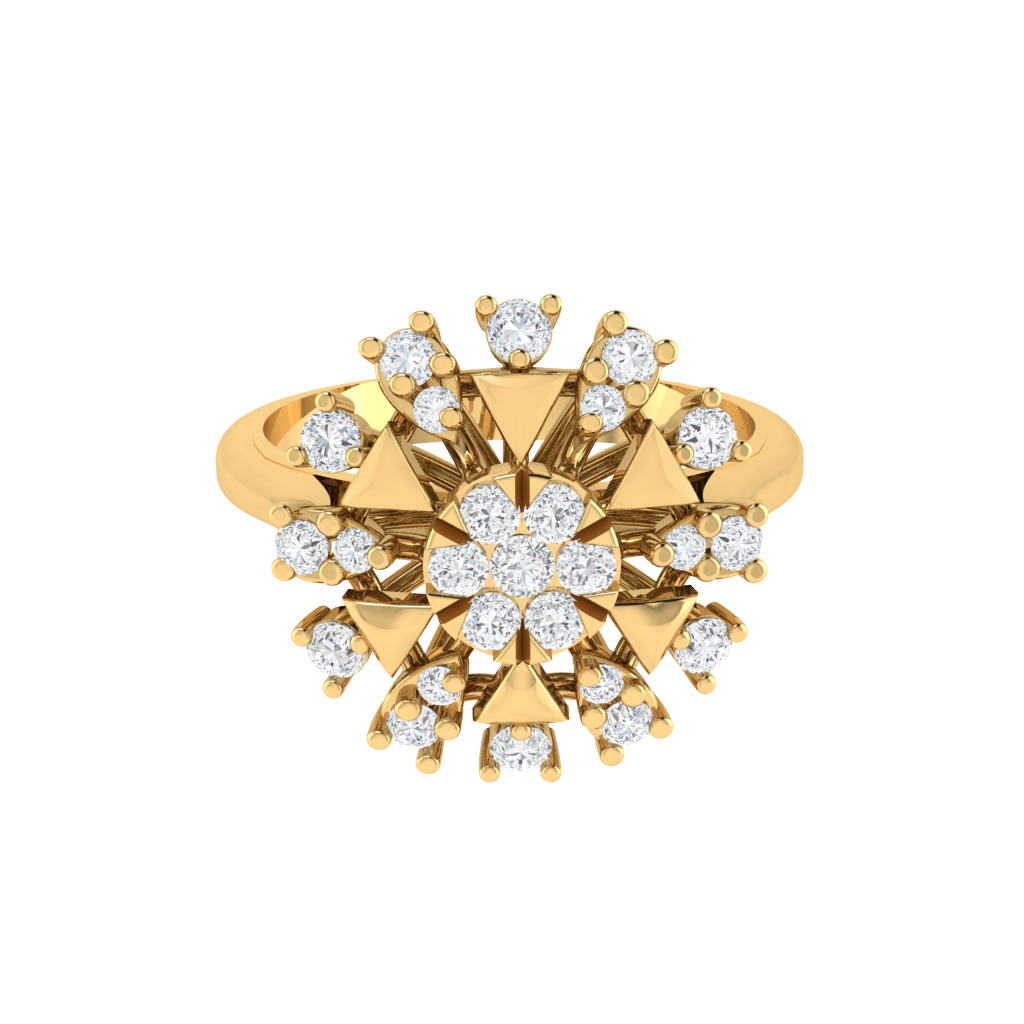Diamtrendz 925 sterling silver yellow gold plated cubic zirconia floral ring