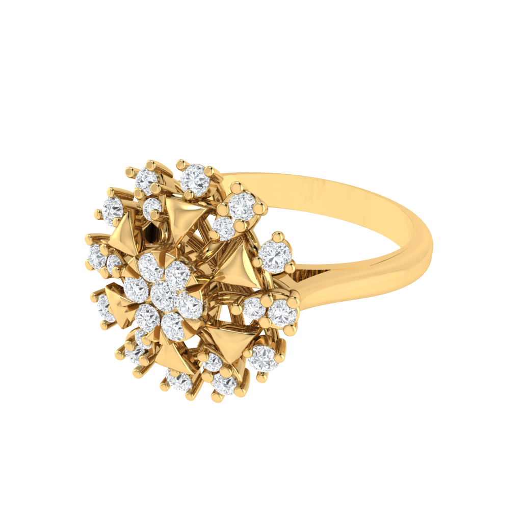 Diamtrendz 925 sterling silver yellow gold plated cubic zirconia floral ring