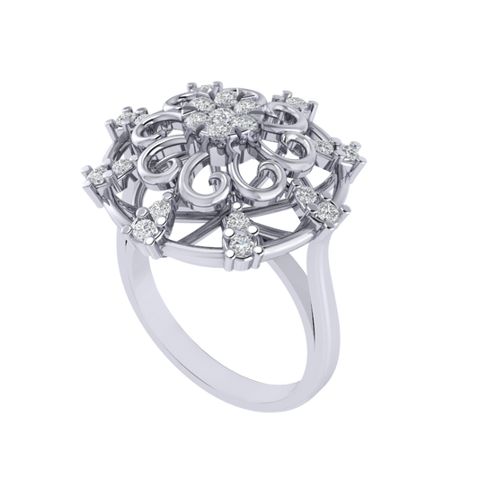 Diamtrendz 925 sterling silver white gold plated cubic zirconia floral ring