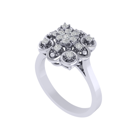 Diamtrendz 925 sterling silver white gold plated cubic zirconia floral ring