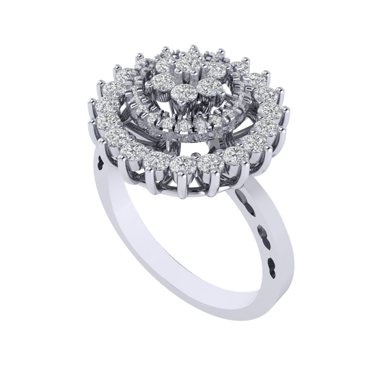 Diamtrendz 925 sterling silver white gold plated cubic zirconia halo ring